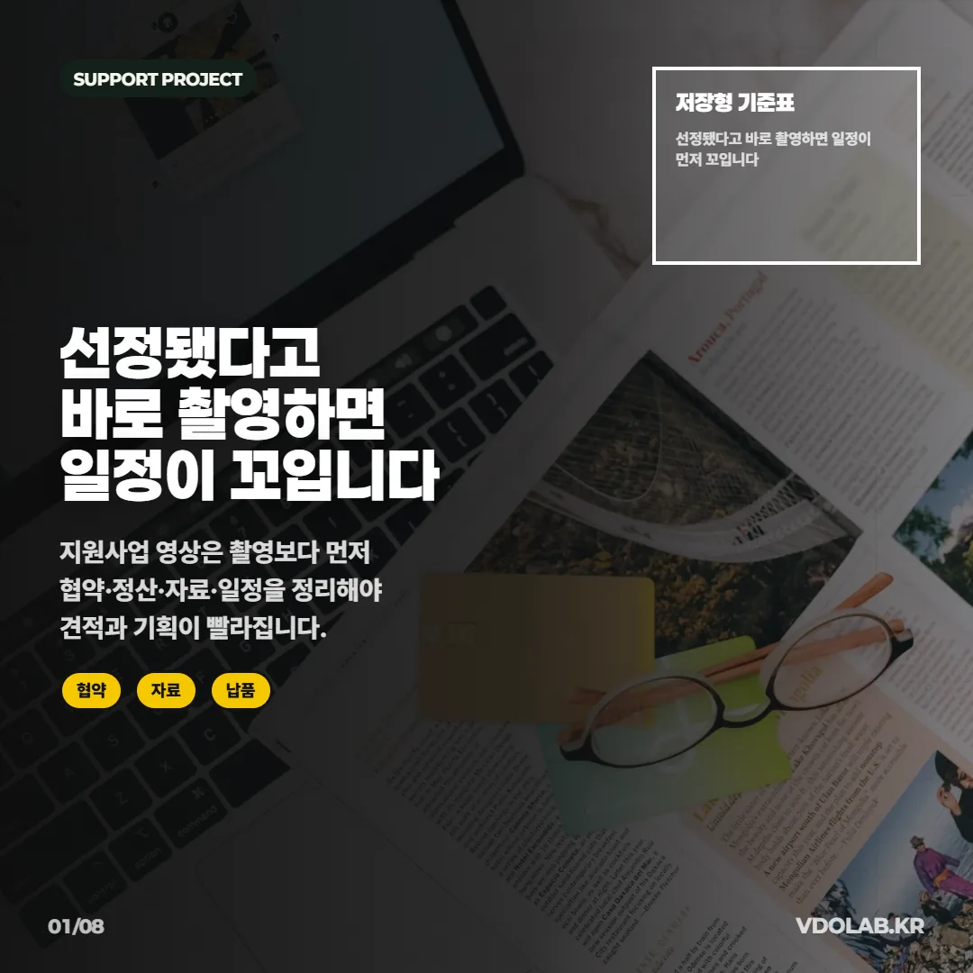 지원사업 선정 후 홍보영상 제작 전에 준비할 자료 7가지 — 카드뉴스 표지