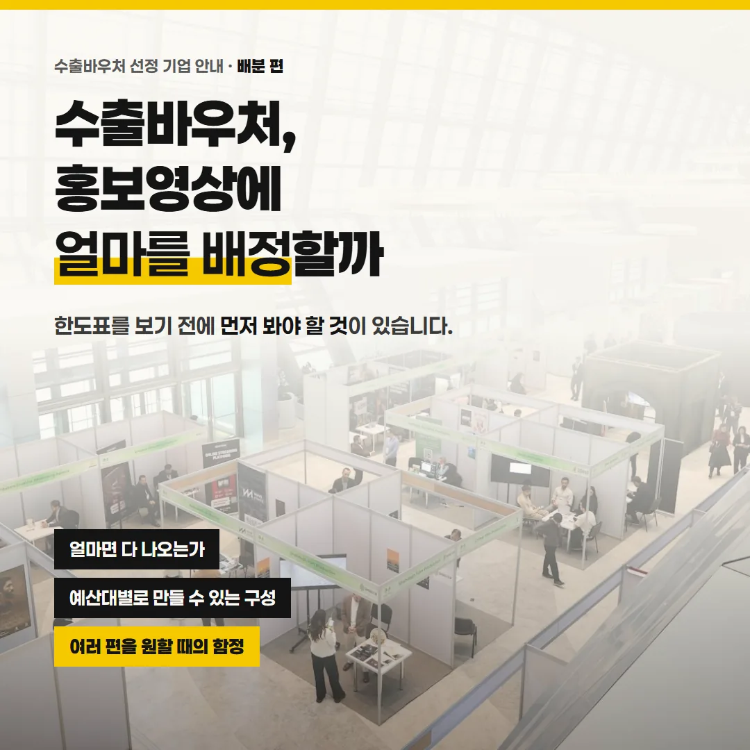 수출바우처 홍보영상에 얼마를 배정해야 할까, 한도표보다 먼저 볼 것 — 카드뉴스 표지