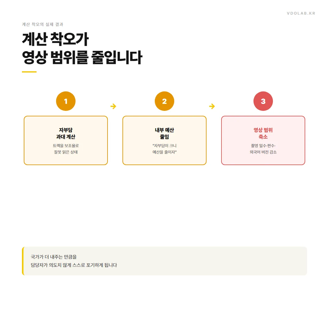 트랙을 보조율로 잘못 읽으면 내부 예산이 줄고 영상 범위가 축소되어 국가가 더 지원하는 만큼을 담당자가 의도치 않게 포기하게 됩니다.
