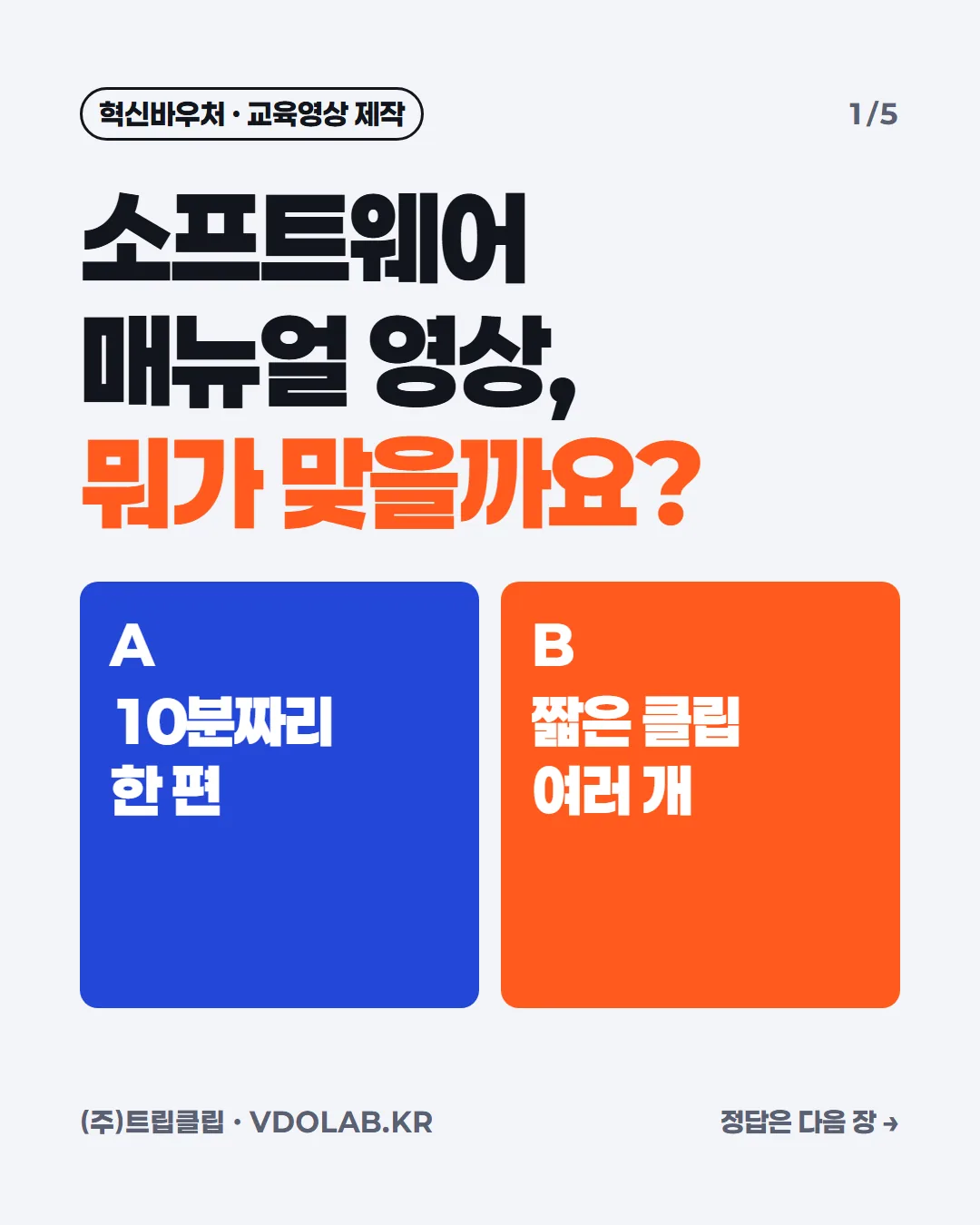소프트웨어 매뉴얼 영상, 한 편이냐 짧은 클립이냐 — 카드뉴스 표지